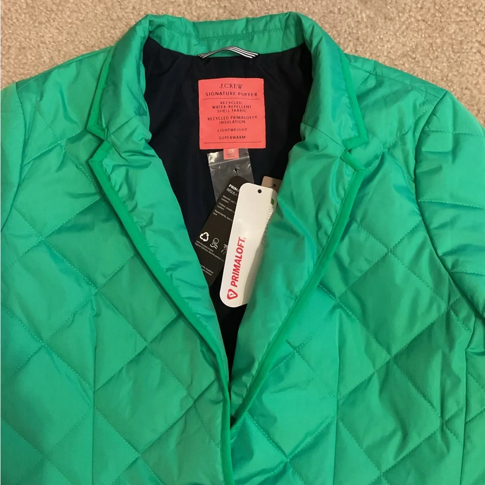 J. Crew Green Signature Water-Repellent Puffer Primaloft Lightweight Recycled XL - Picture 8 of 16